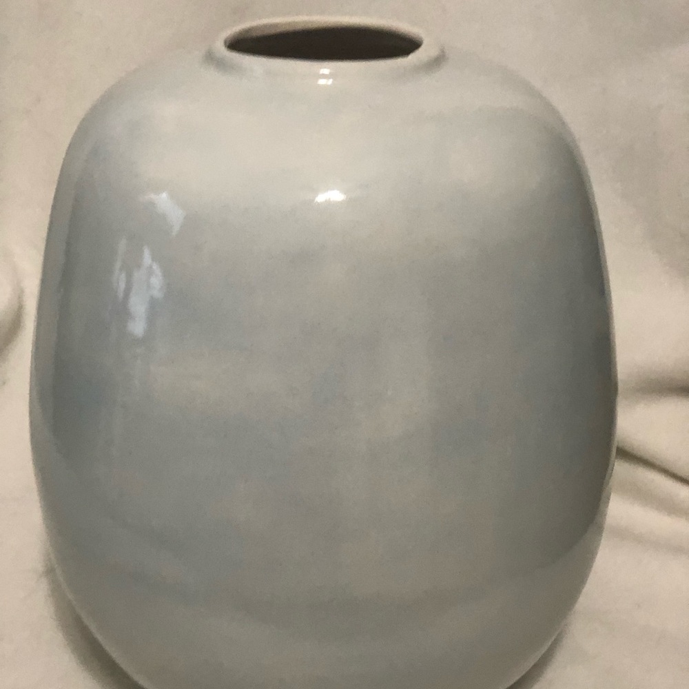 Blue Glazed Ceramic Egg Vase
